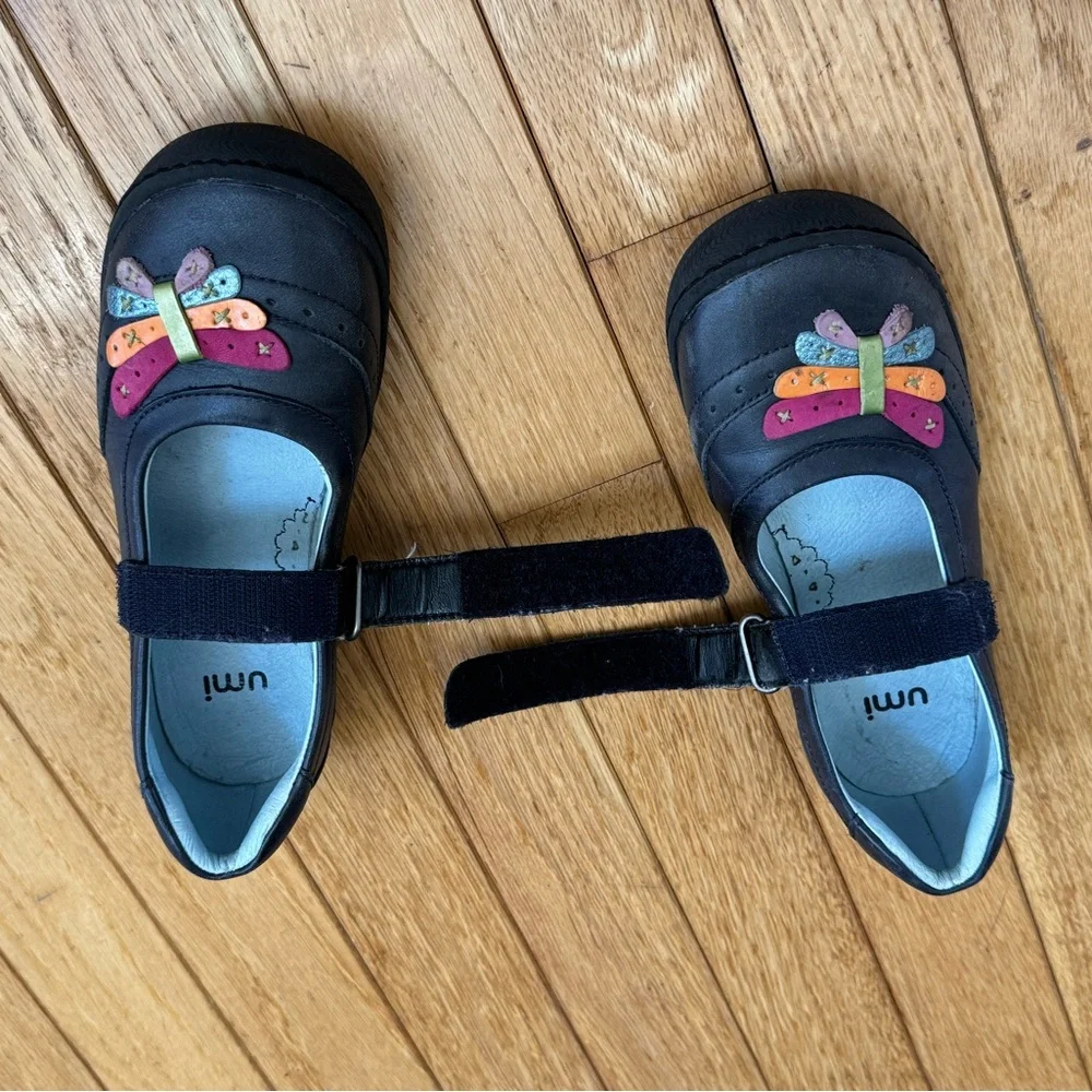 Umi Leather Kids Navy Dress Shoes with Multicolor Butterfly Girls 13 US/EUR 31